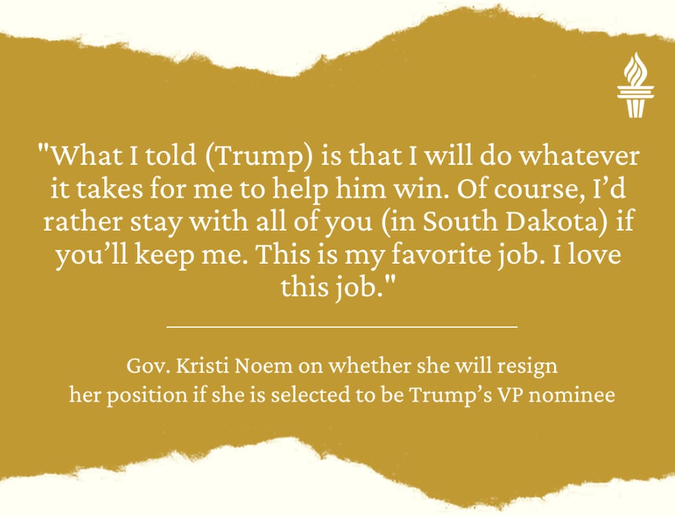 Noem says she will do whatever it takes to help Former President Trump win the upcoming election.