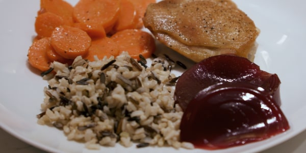 Dylan Dreyer's Baked Chicken Thighs with Wild Rice and Carrots