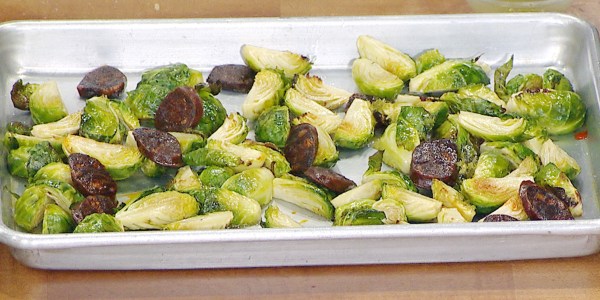 Roasted Brussels Sprouts with Chorizo and Lime