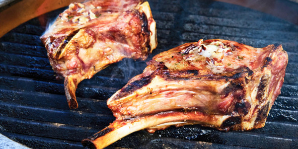 Grilled Double-Cut Pork Chops with Maple-Pecan Butter