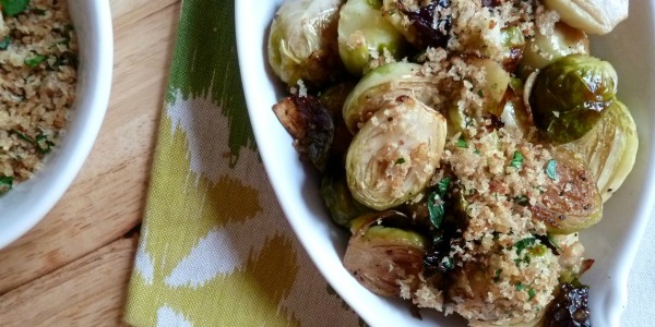 Roasted Brussels Sprouts with Garlic Breadcrumbs