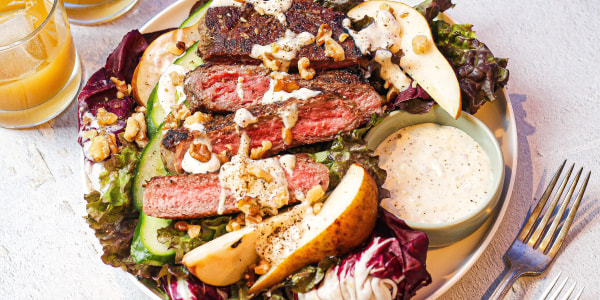 Grilled Steak Salad with Garlicky Blue Cheese Dressing