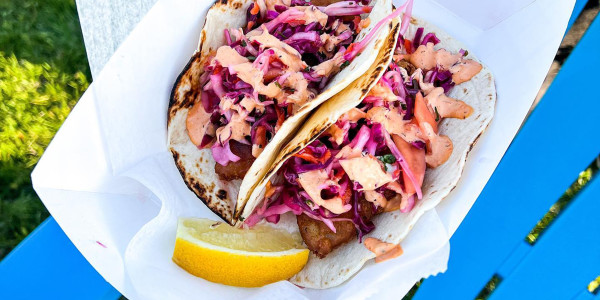 Black Sea Bass Tacos with Tropical Slaw and Chipotle Mayo