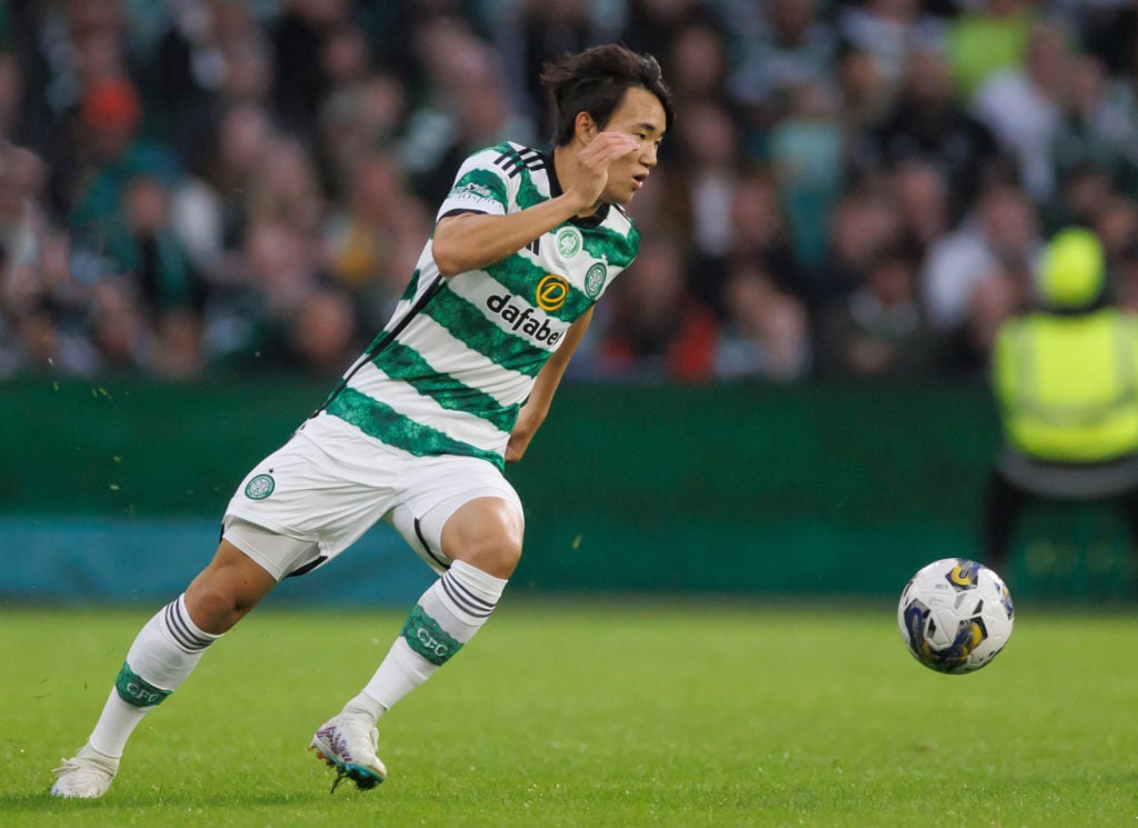 Hyunjun Yang of Celtic during the pre-season friendly match between Celtic and Athletic Bilbao at Celtic Park on August 1, 2023 in Glasgow, Scotland.