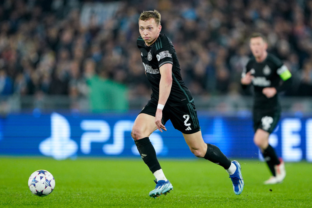 Alistair Johnston of Celtic FC during the UEFA Champions League Group E match between SS Lazio v Celtic FC at Stadio Olimpico Roma on November 28, ...