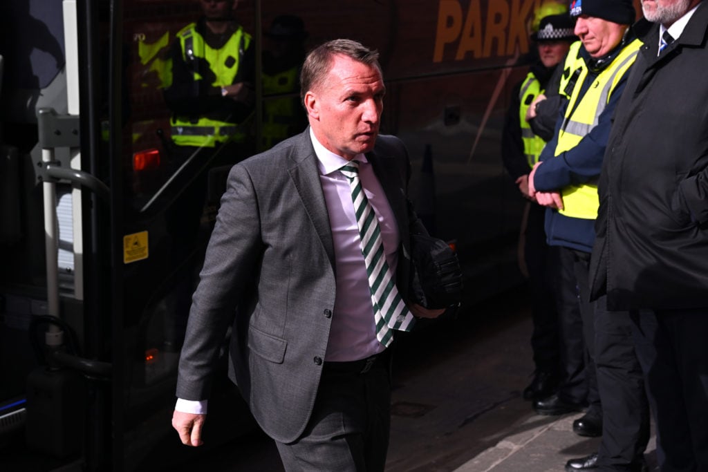 Brendan Rodgers, Manager of Celtic arrives at the stadium prior to the Cinch Scottish Premiership match between Rangers FC and Celtic FC at Ibrox S...