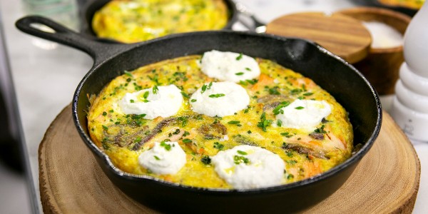 Slow-Baked Salmon Frittata with Ricotta and Onions